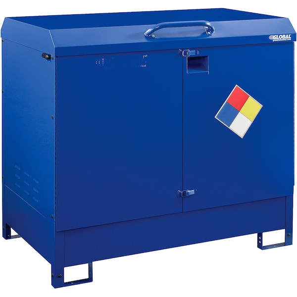Global Industrial Outdoor Hazmat Drum Cabinet, Steel, 54 in W x 52 in H x 34 in D, Blue 316100 - main